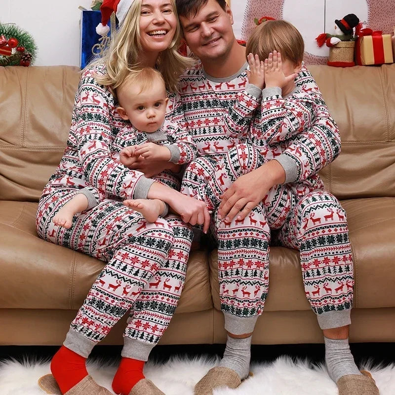 Christmas pajamas family matching 2 piece allover print sleepwear set