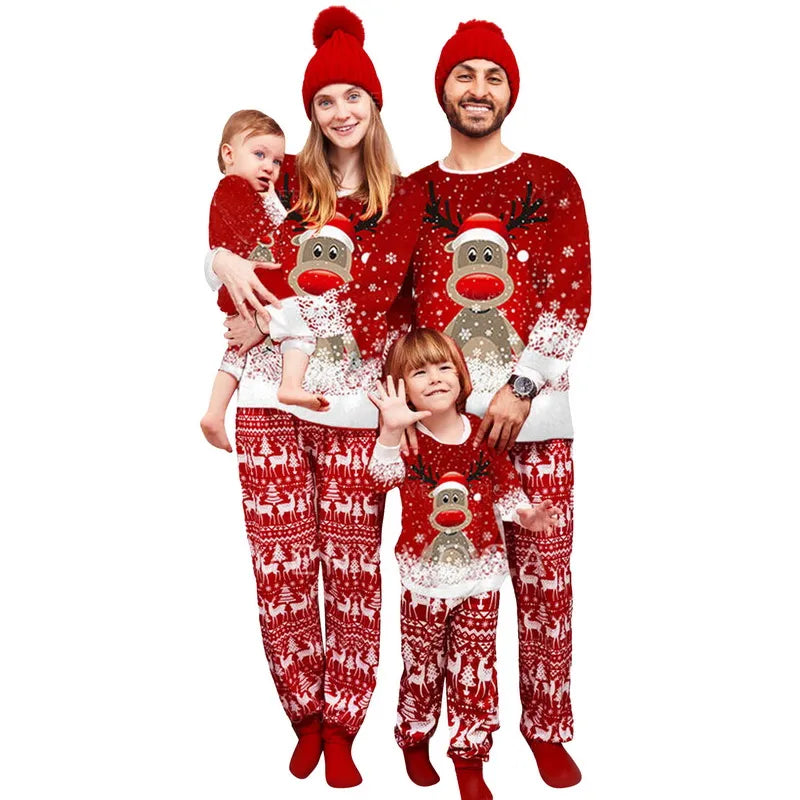Christmas Pajamas Women Plus Size Winter Reindeer Print Set