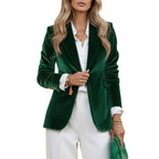 Velvet Blazer Women Formal Long Sleeve Notched Collar Tailored