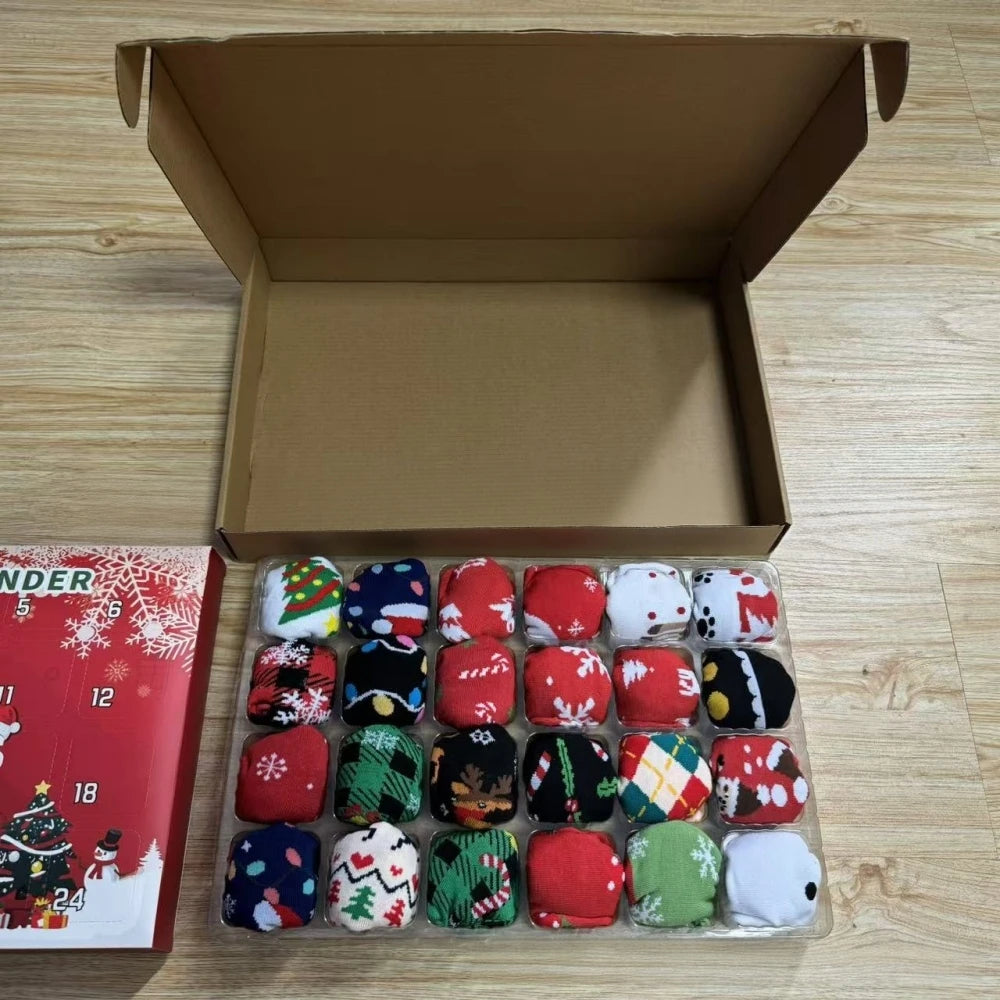 Sock Advent Calendar 24 Pairs Unisex Long Short Socks Gift Box Set