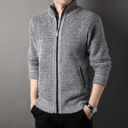 Knit Full Zip Jacket Stand Up Collar