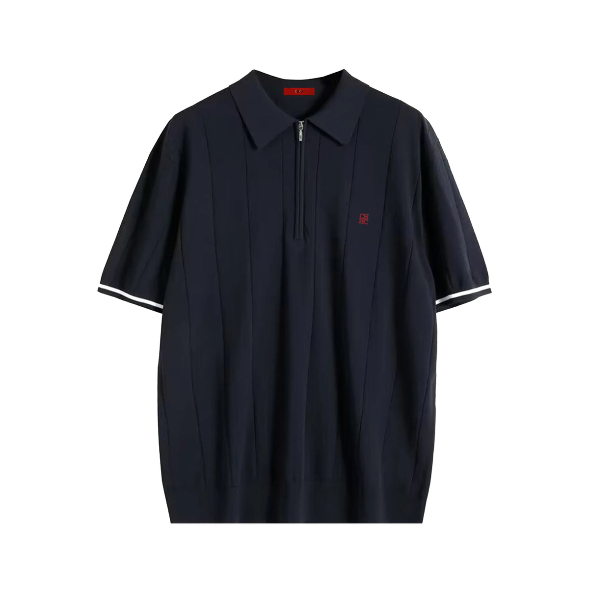 Polo Shirt Men Knit Ribbed Textured Short Sleeve Casual Style