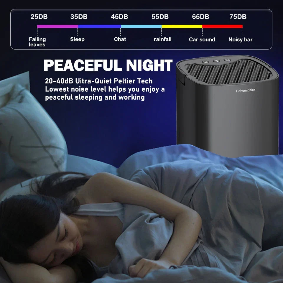 Leah | Portable Dehumidifier | 2-in-1 Air Filter & Night Light | 1000ml