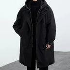 Lightweight Water Wind Resistant Long Overcoat Full Zip Hood