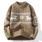 Christmas Jumper Women Men Reindeer Pattern Cable Knit Unisex