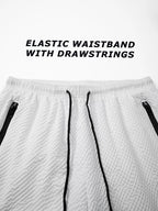 Men Swim Shorts Seersucker Quick Dry Mesh Lined Zipper Pockets