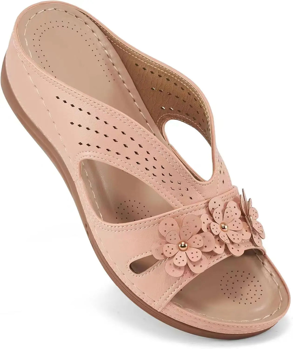 Women Wedge Sandals Platform Flower Hollow Open Toe Non Slip Sole