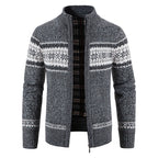 Men Christmas Jumper Knit Turtleneck Cardigan Coat Winter Fleece