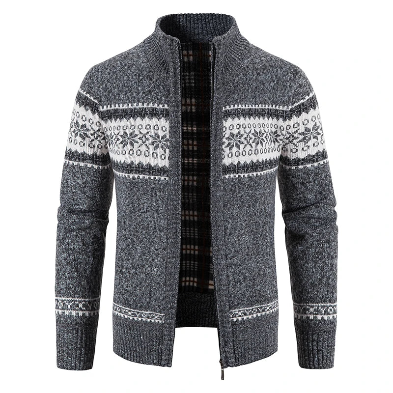 Men Christmas Jumper Knit Turtleneck Cardigan Coat Winter Fleece