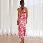 Marlow | Floral Midi Dress | One-Shoulder, Asymmetric | Pink, Fitted