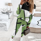 Women 2 Piece Lounge Set O-Neck Sweater Wide Leg Pants