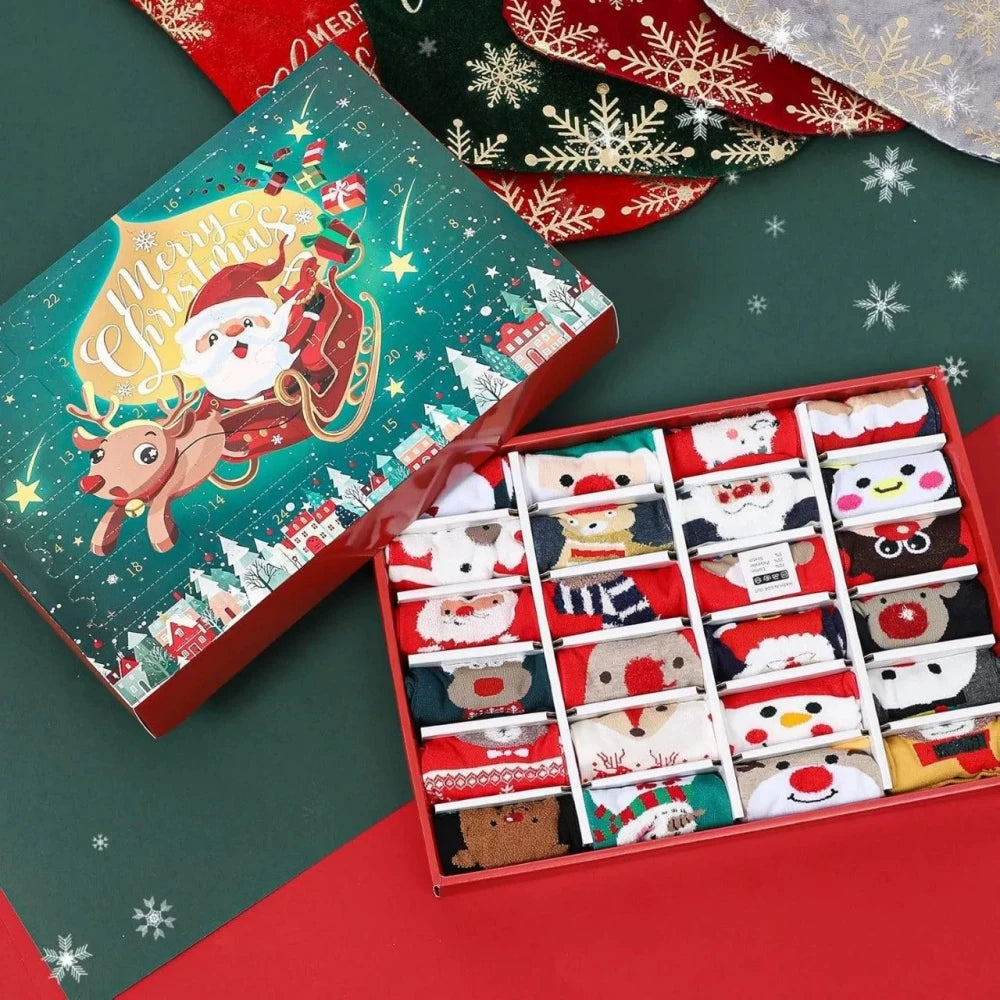 Sock Advent Calendar 24 Pairs Unisex Long Short Socks Gift Box Set