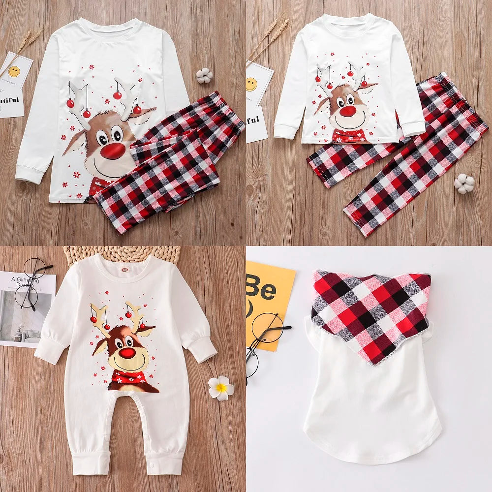 Christmas Pajamas Family Matching 2 Piece Sets Deer Print Unisex