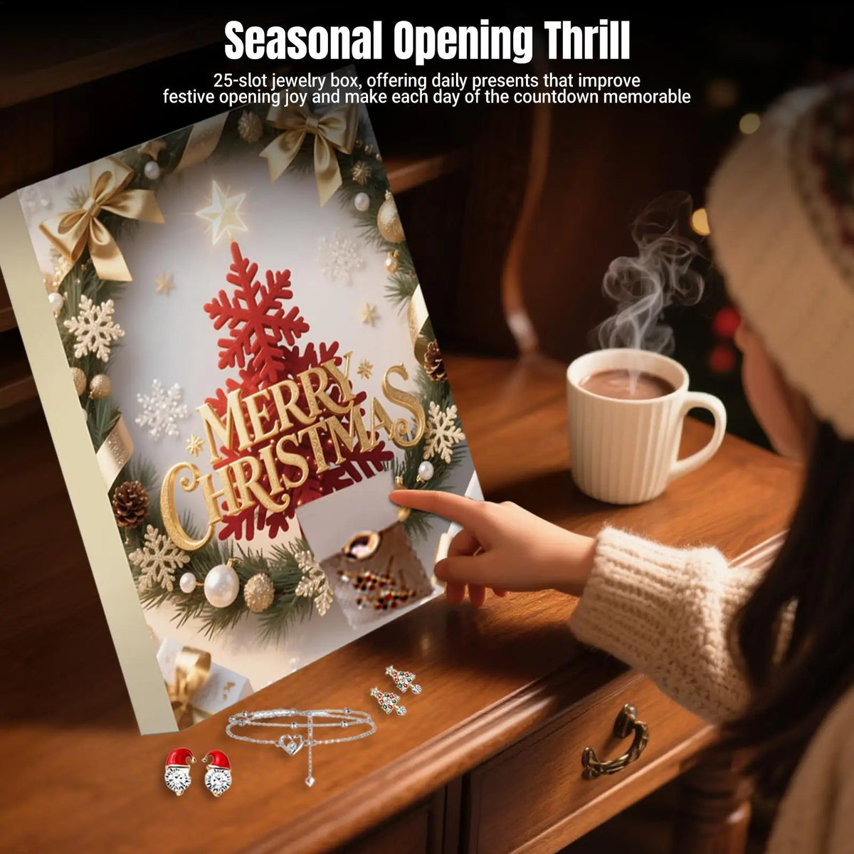 Jewelry Advent Calendar Women 25 Day Christmas Necklace Earrings Set