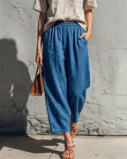 Wide Leg Linen Pants Women Relaxed Fit Drawstring Waist | Kaia