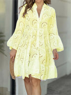 Women Lace Dress Boho Wide Sleeve Button Front | Mila