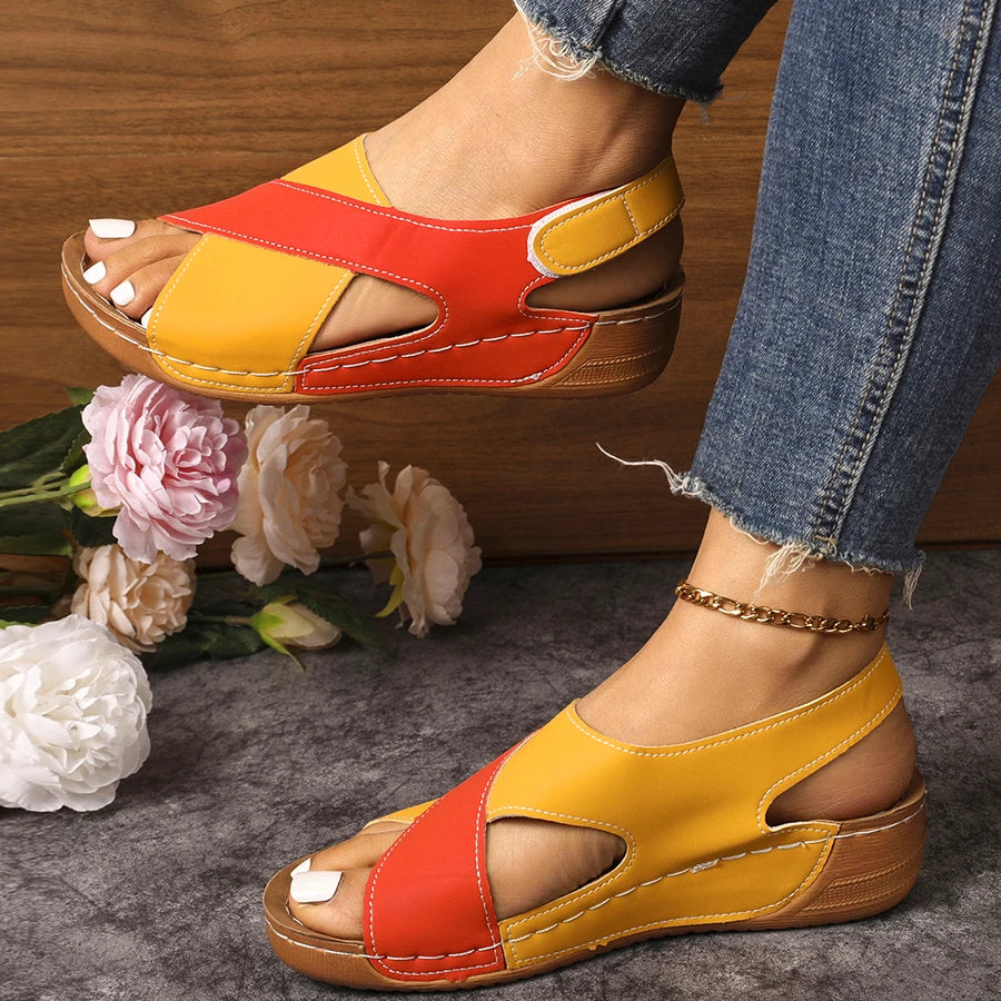 Women Wedge Sandals Peep Toe Lightweight Soft Heel Back Strap