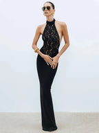 Wrap dress women sleeveless stretch knit ankle length maxi dress