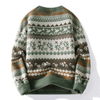 Men Christmas Jumper Reindeer Pattern Knitted Long Sleeve Crew Neck