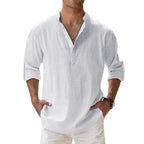 Hawaiian Shirt Men | Cotton Linen Lightweight Long Sleeve Beach Shirt