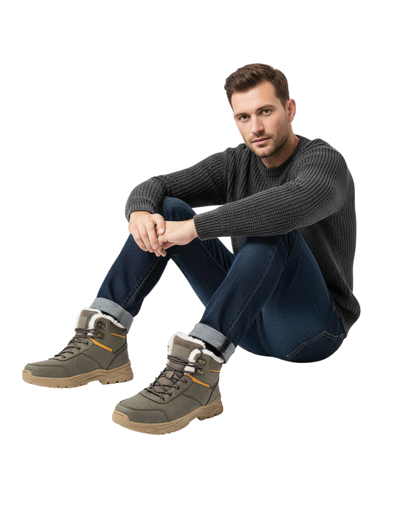 Men Lined Winter Boots Anti Slip