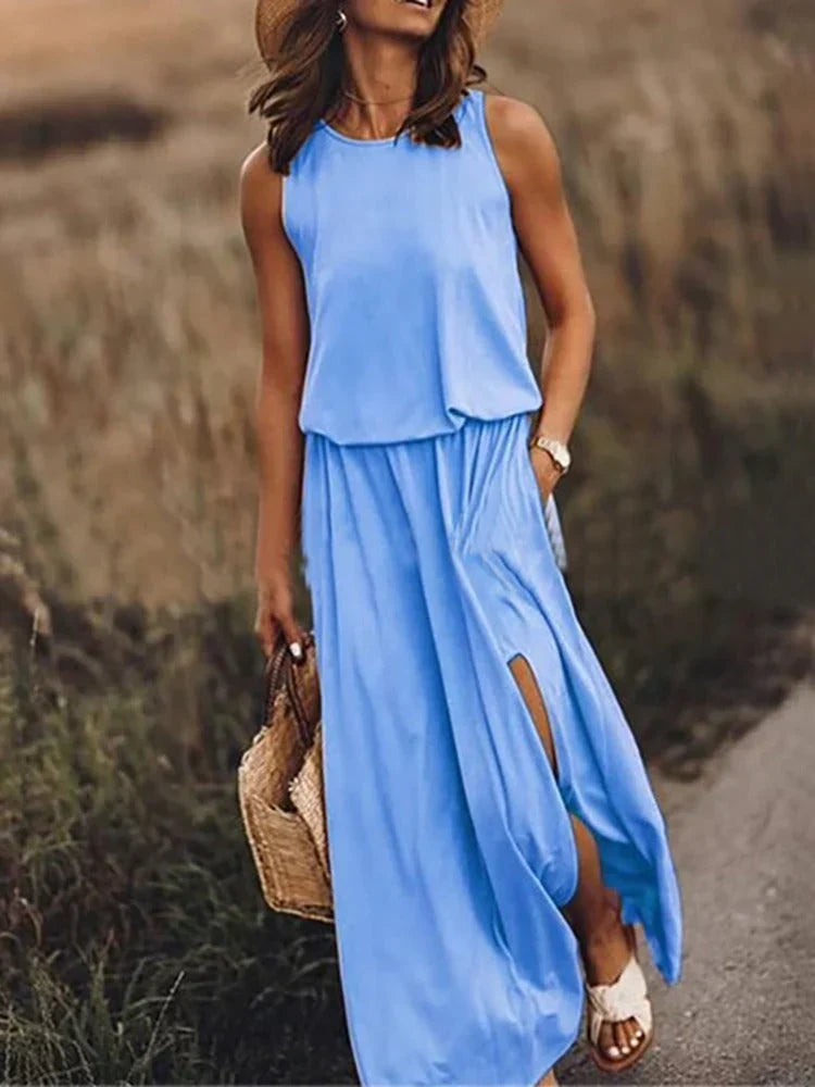 White Maxi Dress Women Flowy Lightweight Summer | Kaia