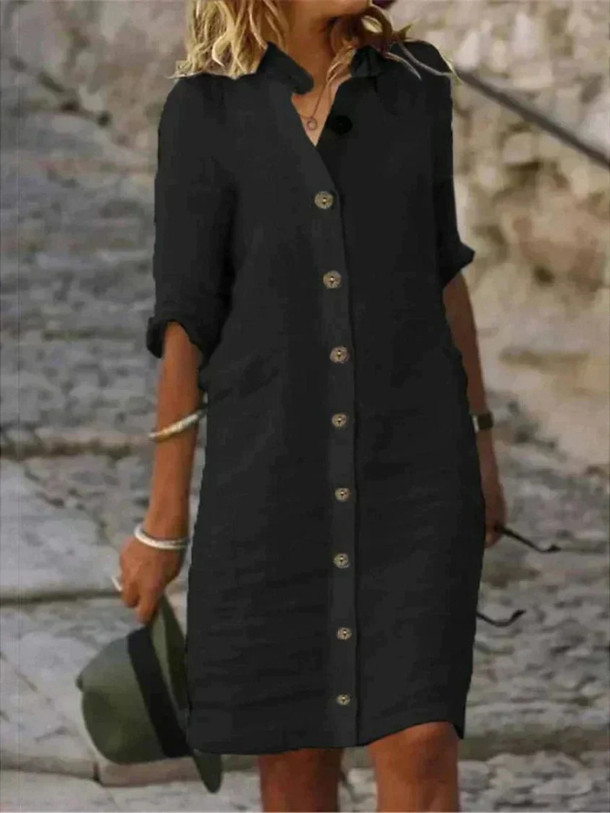 Shirt Dress Women Linen Button Down Collared | Una