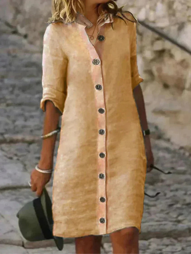 Shirt Dress Women Linen Button Down Collared | Una
