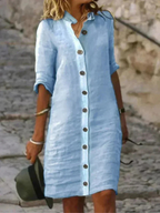 Shirt Dress Women Linen Button Down Collared | Una