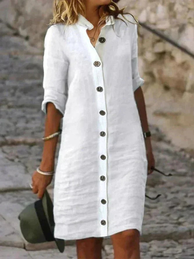 Shirt Dress Women Linen Button Down Collared | Una