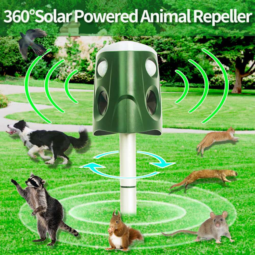Cosima | Animal Repellent | 360° Ultrasonic, Solar Powered | 3-in-1