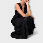 Women Lace Dress V-Neck Sleeveless Midi A-Line | Zinnia