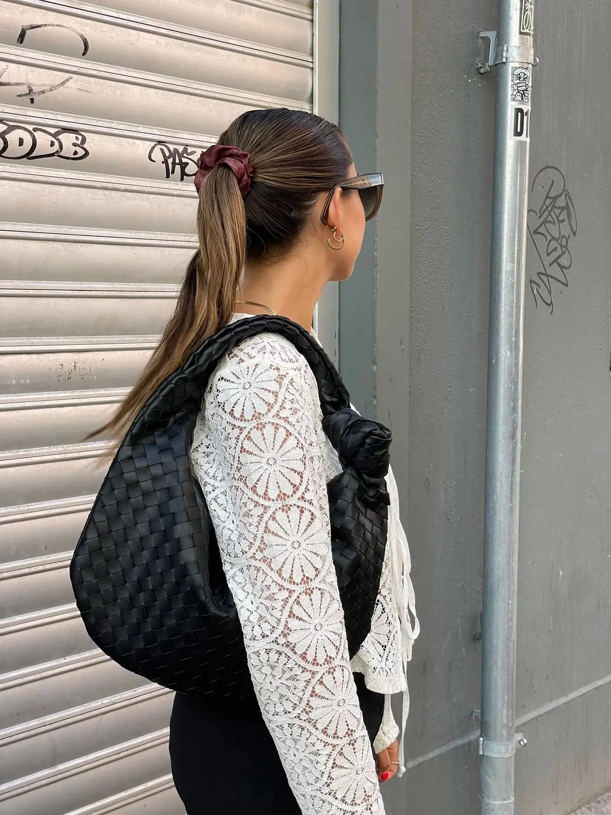 Woven Handbag | Medium Braided Bag | Faux Leather, Everyday