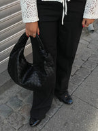 Woven Handbag | Medium Braided Bag | Faux Leather, Everyday