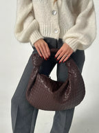Woven Handbag | Medium Braided Bag | Faux Leather, Everyday