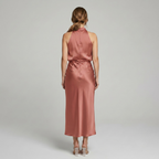 Midi Dress Women Sleeveless Draped High Neck | Romilly