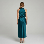 Midi Dress Women Sleeveless Draped High Neck | Romilly