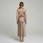 Midi Dress Women Sleeveless Draped High Neck | Romilly