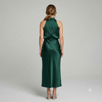 Midi Dress Women Sleeveless Draped High Neck | Romilly