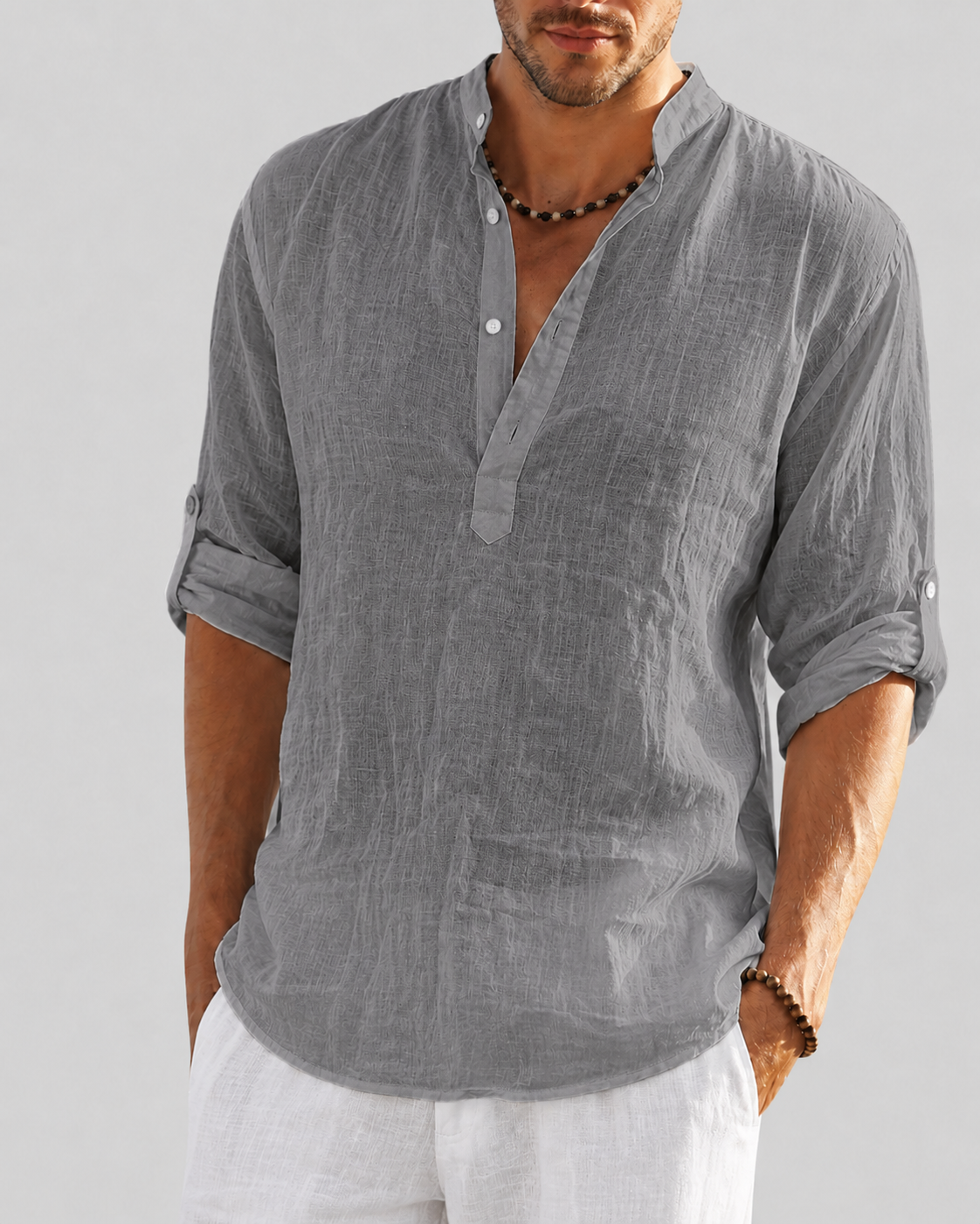 Yara | Men's Open Collar Shirt | Long Sleeve, Relaxed Fit