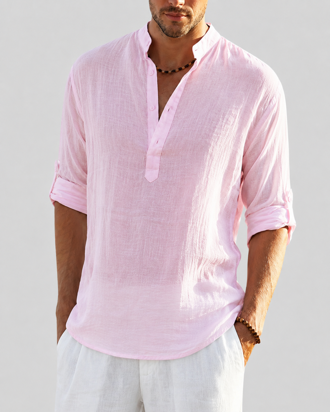 Yara | Men's Open Collar Shirt | Long Sleeve, Relaxed Fit