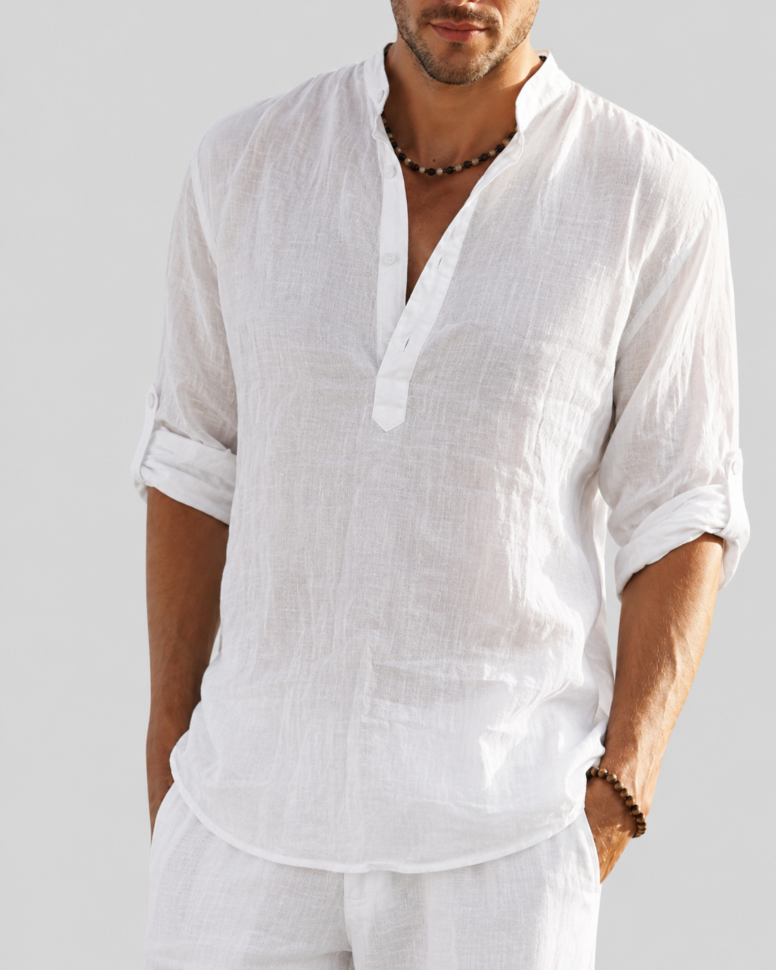 Yara | Men's Open Collar Shirt | Long Sleeve, Relaxed Fit