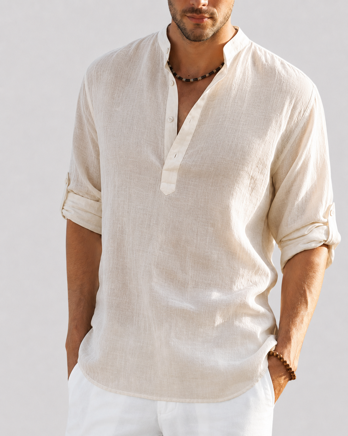 Yara | Men's Open Collar Shirt | Long Sleeve, Relaxed Fit