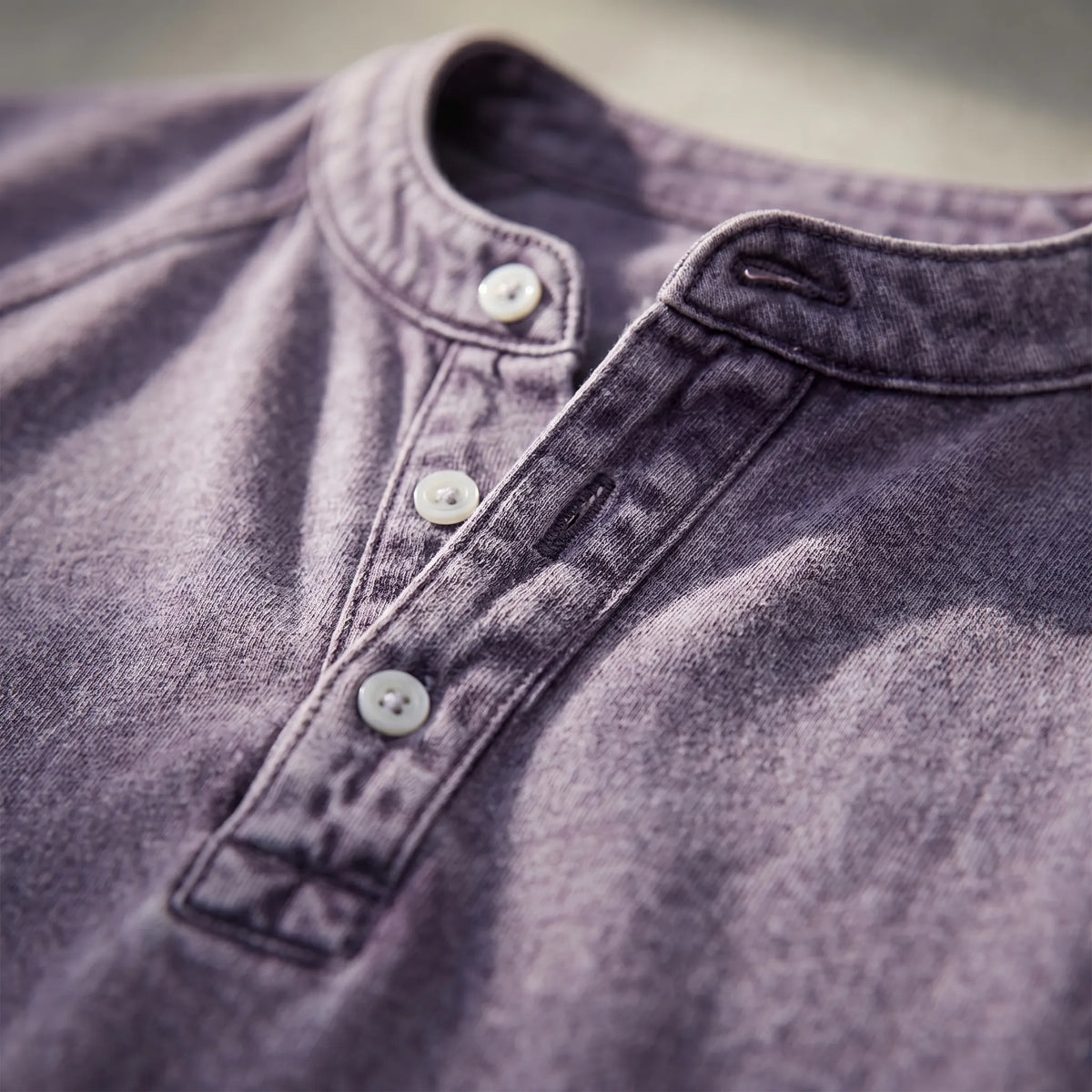 Men Henley Shirt Raglan Short Sleeve Button Neck