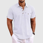 Mens Linen Shirt Short Sleeve Polo Style Lightweight Casual Summer