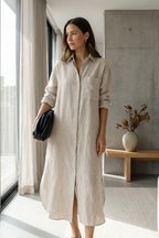 Women Shirt Dress Long Button Front Relaxed Fit | Jade