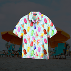Hawaiian Shirt Men Casual Short Sleeve Ice Cream Graphic Print