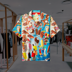 Hawaiian Shirt Men Casual Short Sleeve Ice Cream Graphic Print