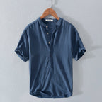 Linen Shirt Men Cotton Blend Petit Pique Italian Made Casual Wear