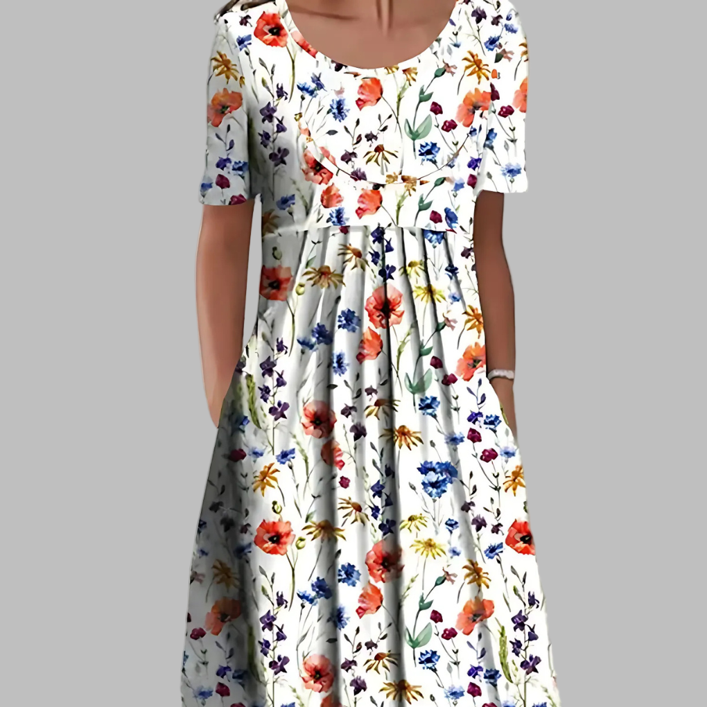 Floral Dress Women Vintage A-Line Summer Cotton | Sage